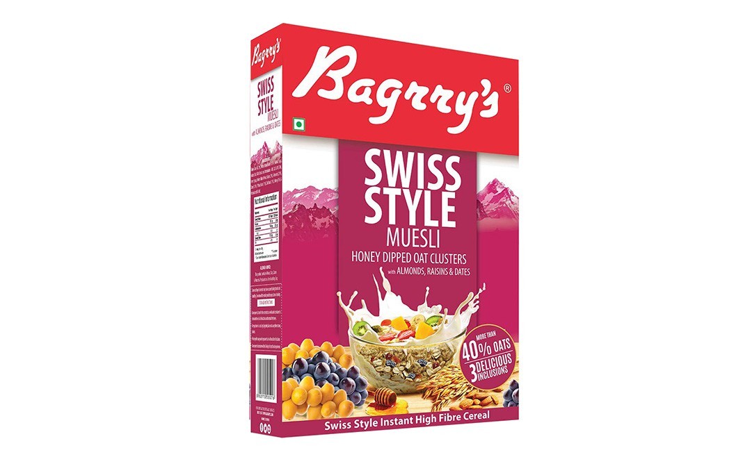 Bagrry's Swiss Style Muesli, Honey Dipped Oat Clusters   Box  500 grams